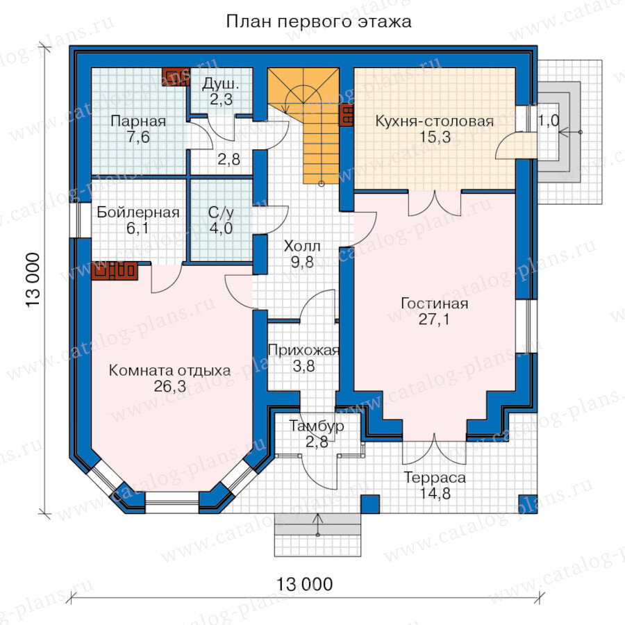 40-11BAL - Ещё одна модификация популярного проекта дома. Габариты 13x13  метров, два этажа и мансарда. | Проекты Коттеджей | Дзен