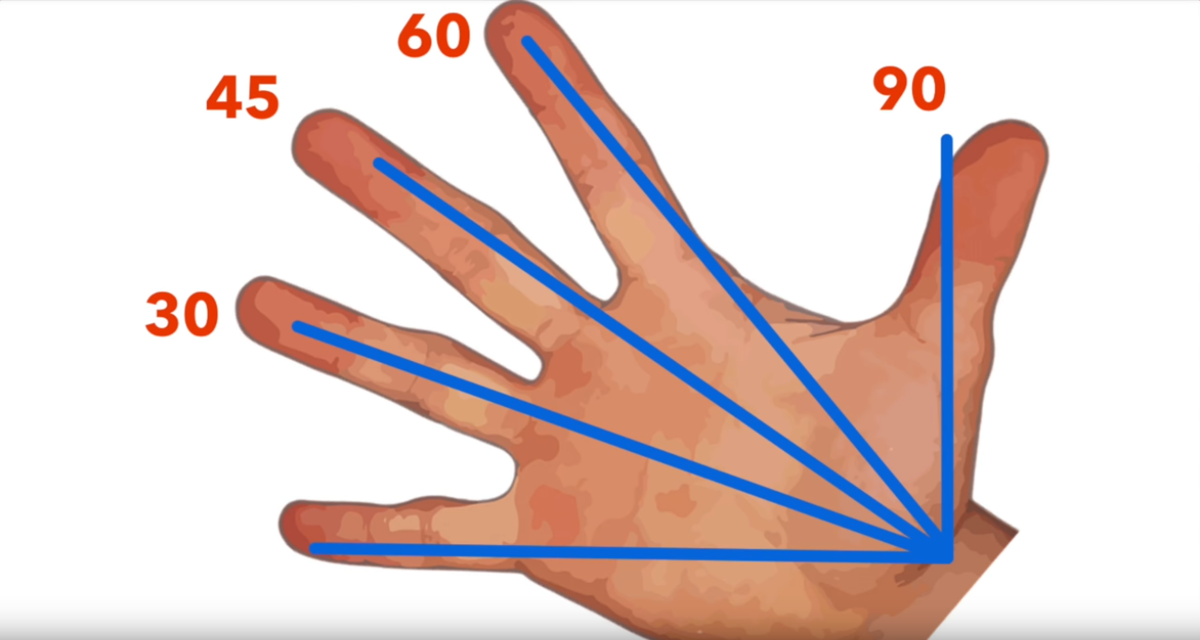 Градусы по пальцам по руке. Углы на ладони. Измерения с помощью рук. Углы по ладони. Руки 45 см