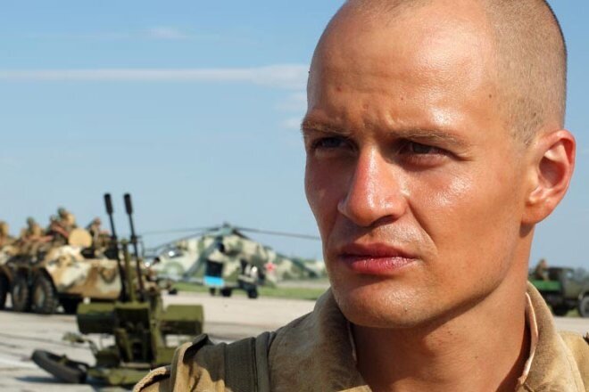 Актёр Михаил Евланов в роли рядового Рябоконя в фильме