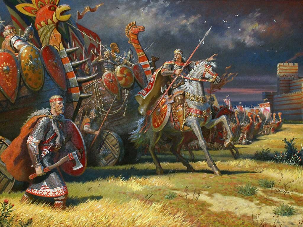 Русы у стен Константинополя. Современный рисунок.