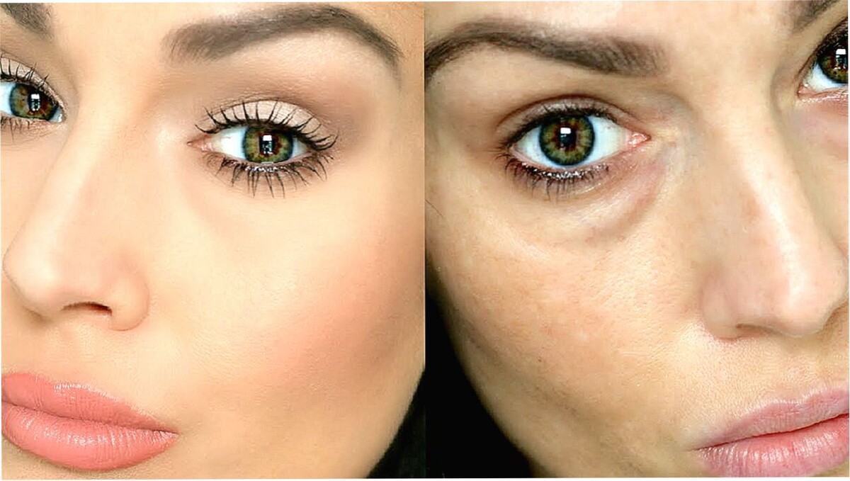 Не смотрим на отвратительное наращивание ресниц, а концентрируемся только на работе консилера