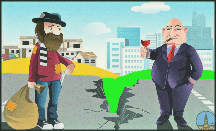 Контраст бедных и богатых.