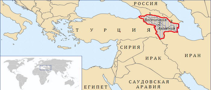 Нарисованная армянами карта армянской области с добавлениями прилежащих территорий - уже восточная армения!