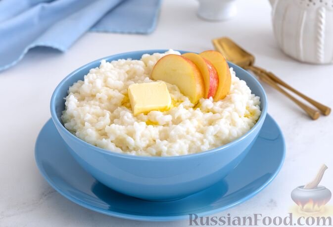 рис, молоко, яблоки, сахар, ванилин, соль, масло сливочное