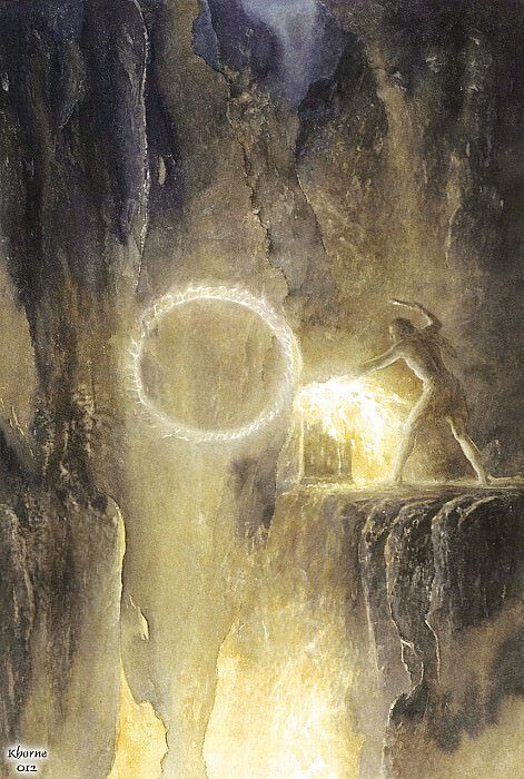 Sauron forging the Ring, художник Alan Lee