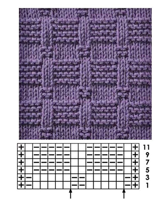 Схема для вязания простого узора спицами