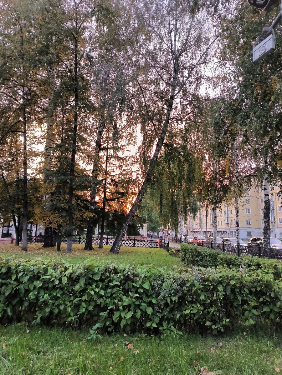 Травка сочная, листвы опало немного, деревья зеленые, бодрые, а воздуууух... теплый, ласковый!