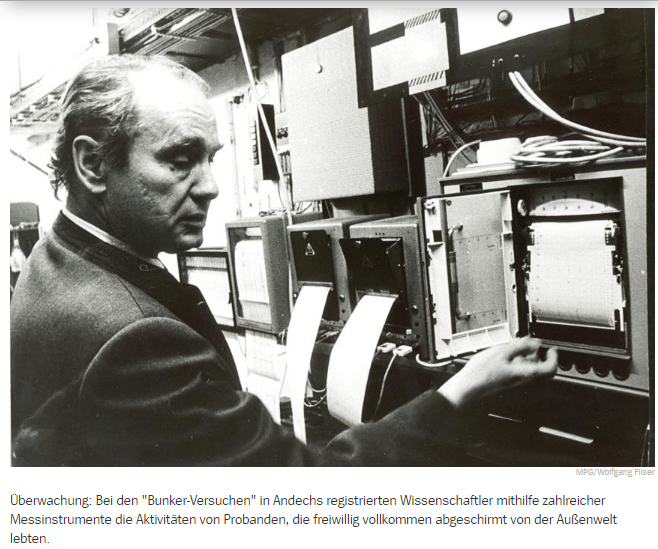 Наблюдение: во время" бункерных испытаний " в Андексе ученые с помощью многочисленных измерительных приборов зафиксировали деятельность испытуемых, добровольно живших полностью экранированными от внешнего мира.