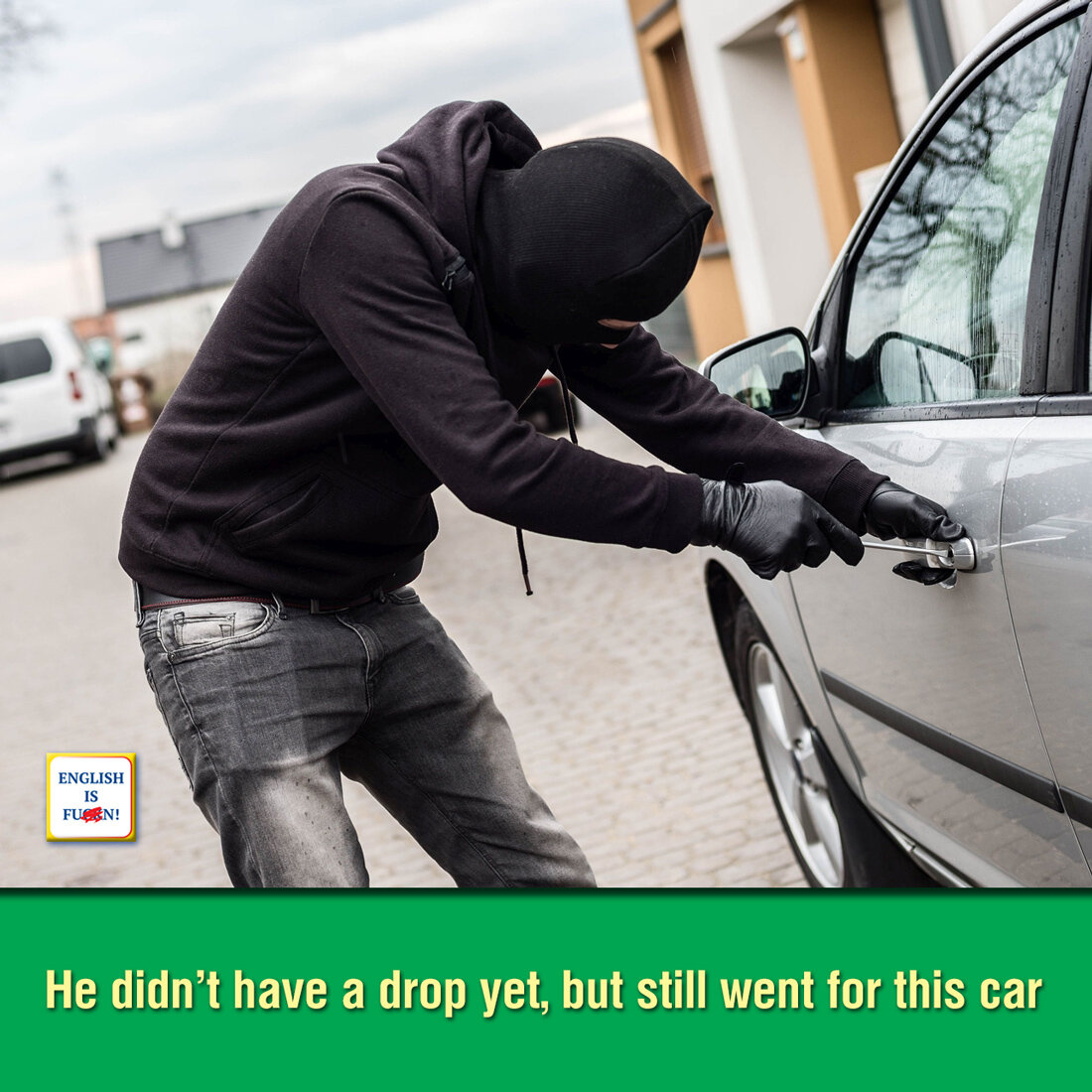 У него пока не было киента [перекупшика] на эту машину, но он всё же решился [угнать её].