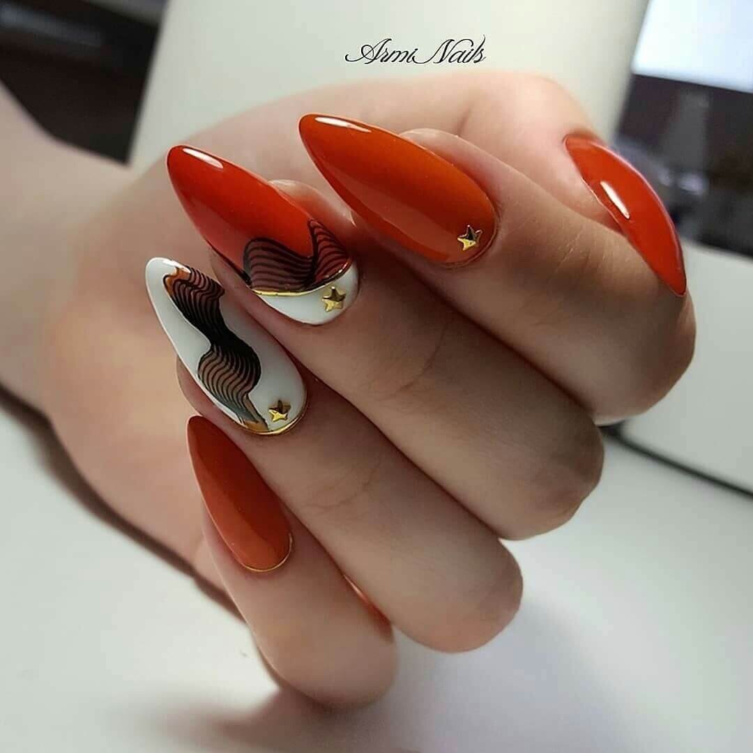 Рыжие ногти дизайн