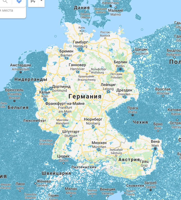 Скриншот охвата панорам в цивилизованных странах