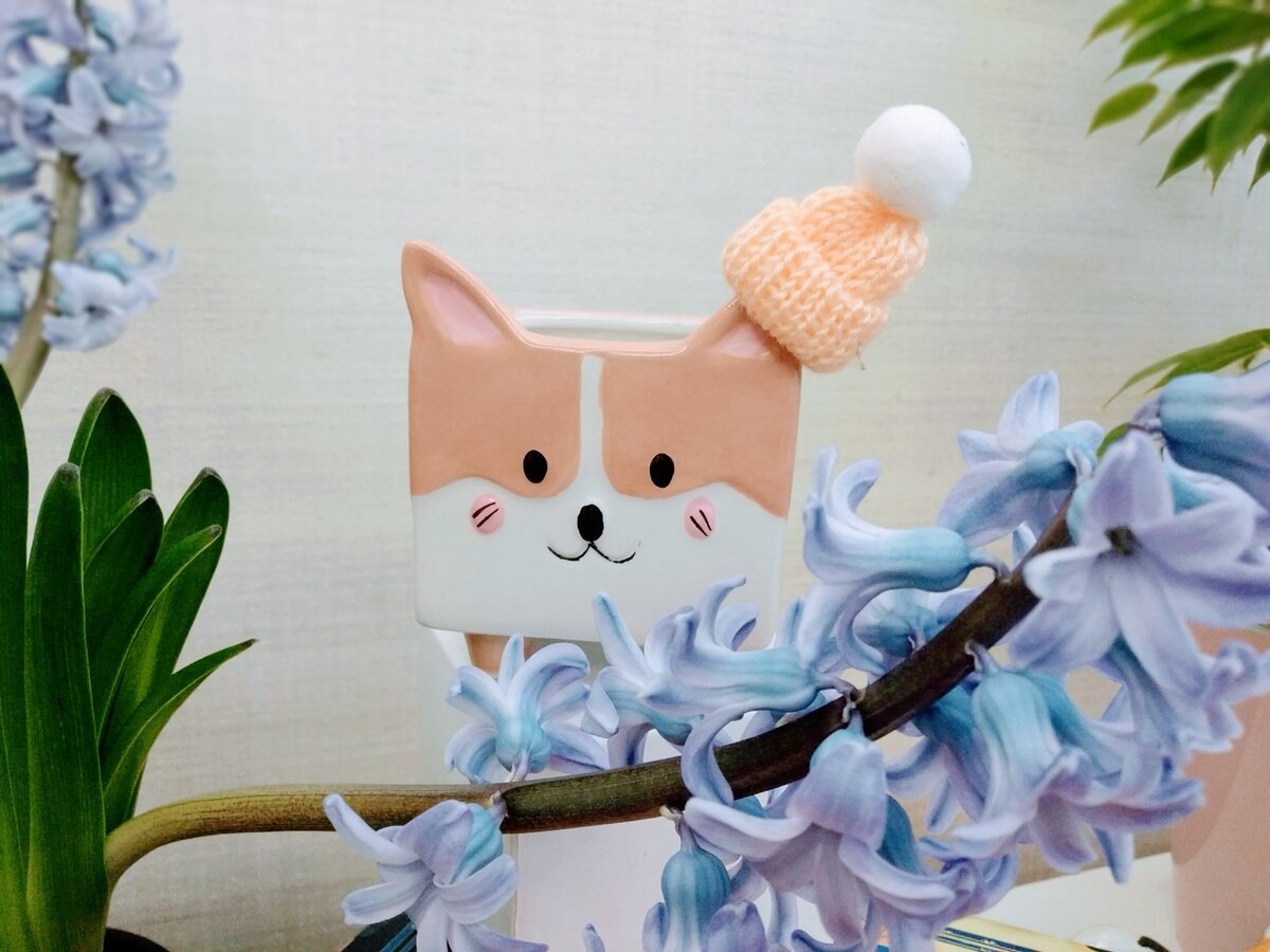 Керамический горшок собака корги