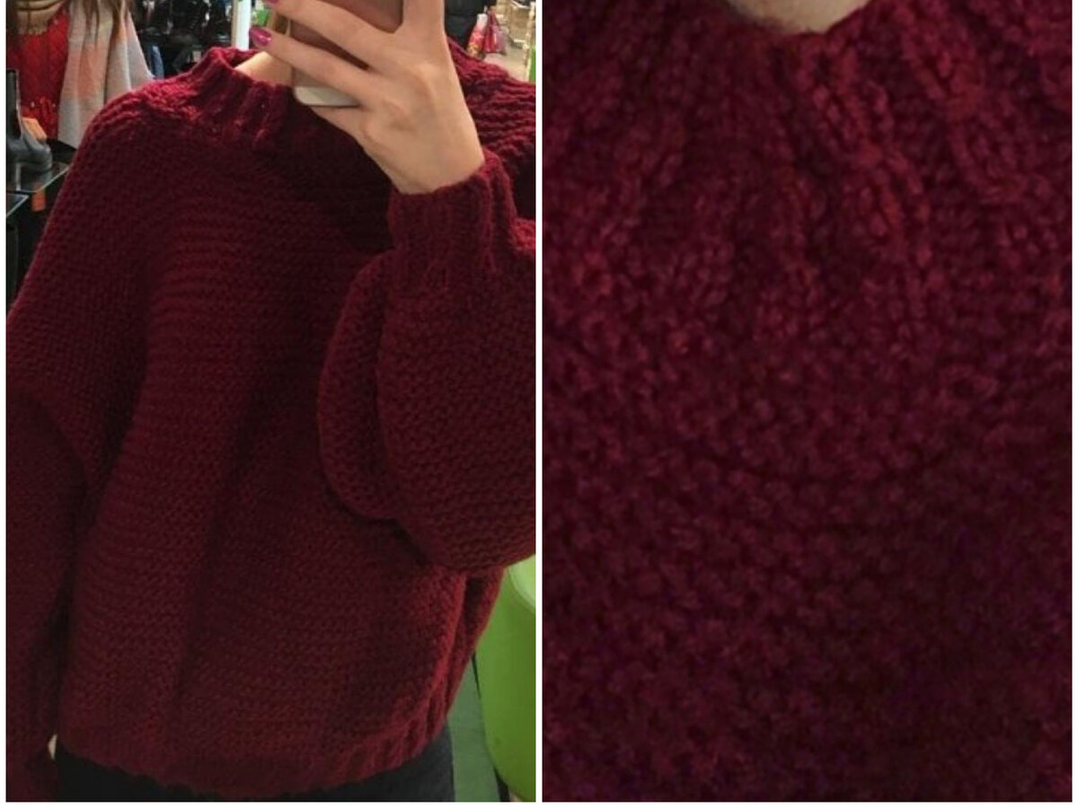 Фото 2: Свитер-оверсайз из Nako Sport Wool, цвет Бордо. Фото и работа автора