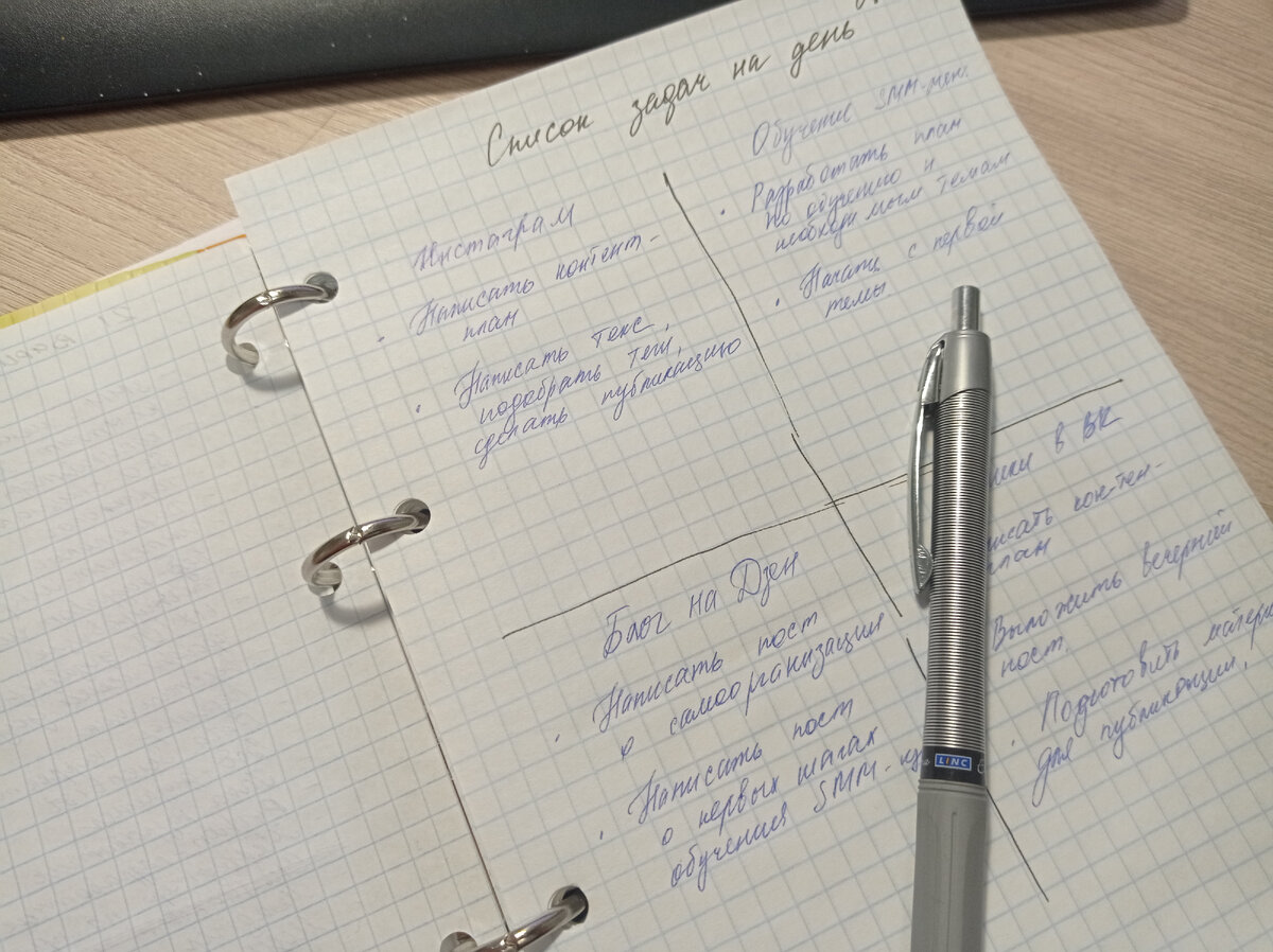 Пример того, как можно разделить задачи по блокам. 