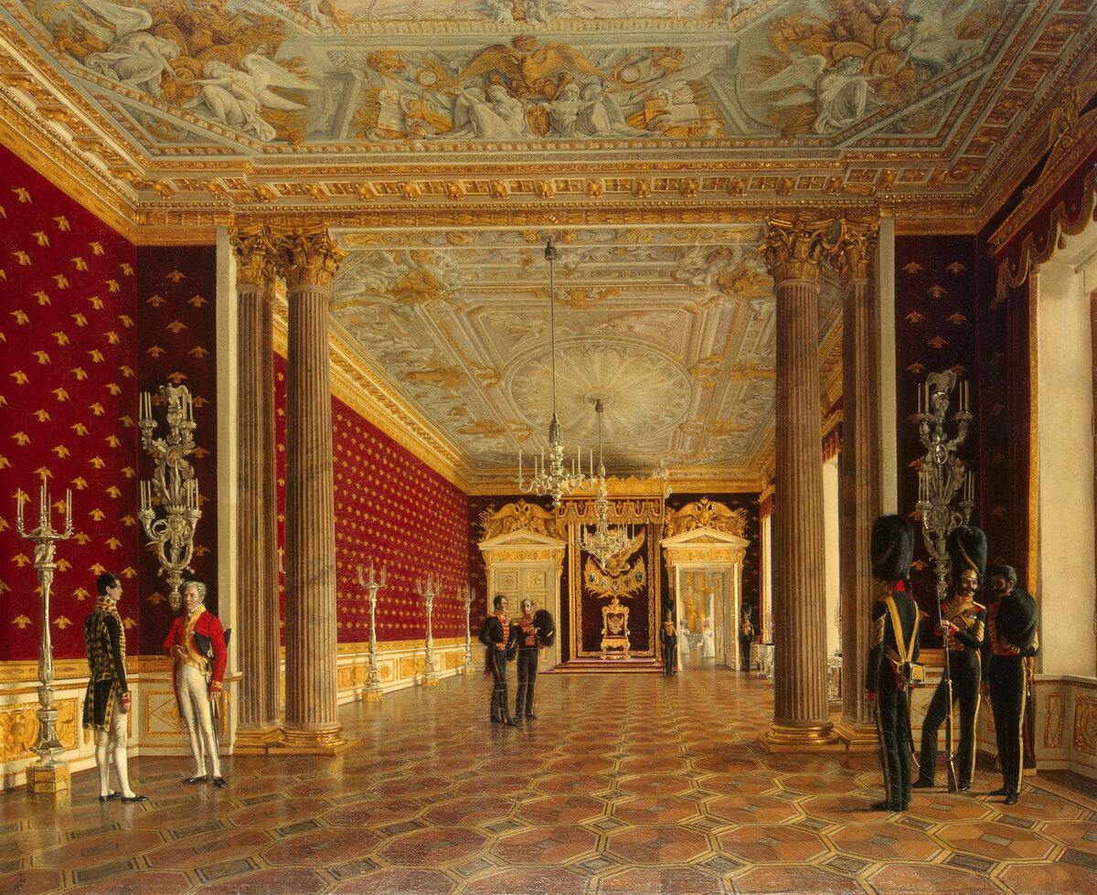 Тронный зал императрицы Марии Федоровны в Зимнем дворце. Картина Е. Ф. Крендовского, 1829 год