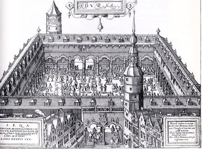 Антверпенская биржа.  Lodovico Guicciardini.1612 г.