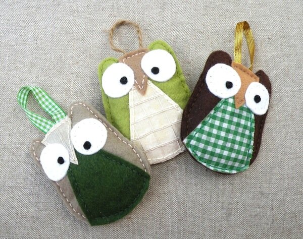 Сова - новогодняя игрушка из фетра