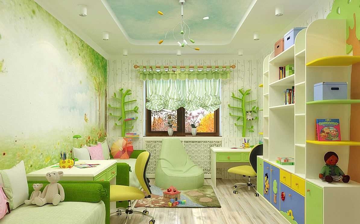 Оформление детской комнаты нежно салатовым цветом