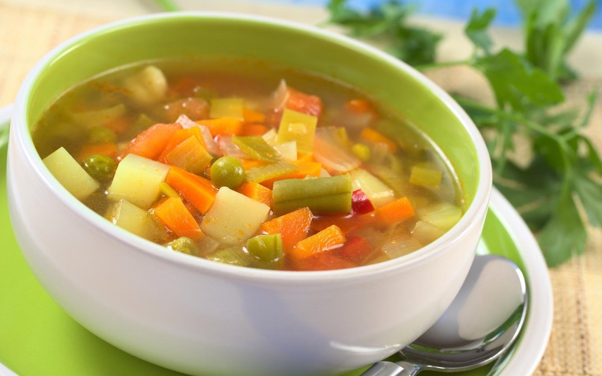 Овощной суп с фасолью и овощами
