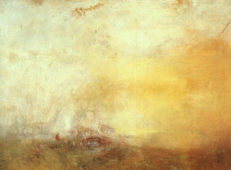 Уильям Тёрнер "Восход с морскими чудовищами" (1845 г.) - масло, холст - 91,5 × 122 см. - Галерея Тейт, Лондон, Великобритания
