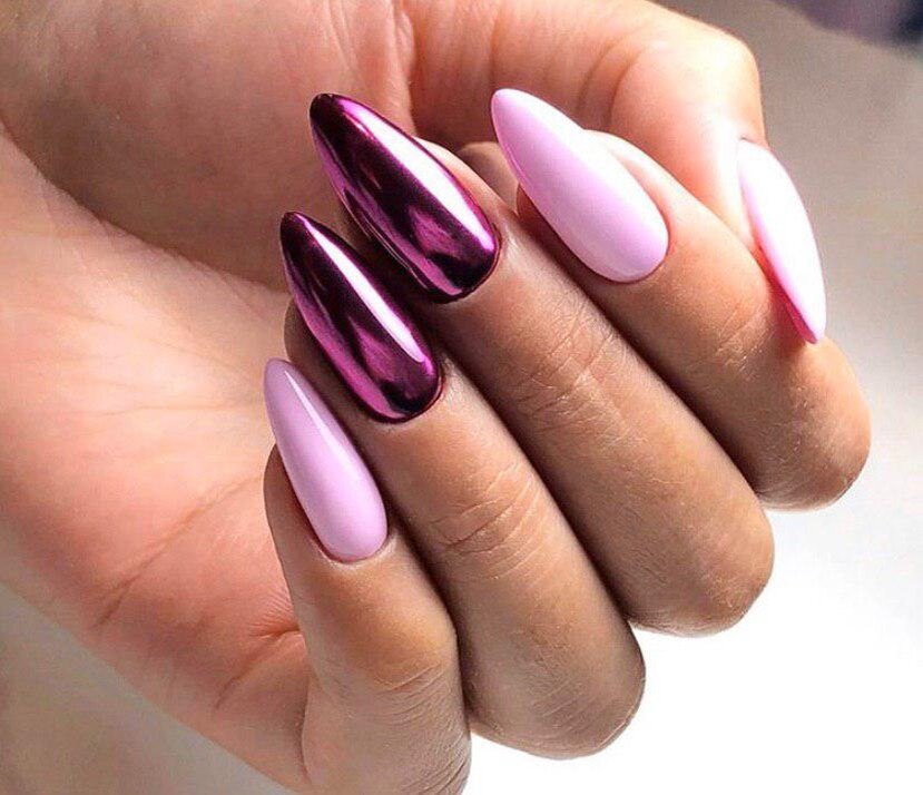 Новый дизайн ногтей с жемчужной и голографической втиркой Розовые ногти — Video | VK