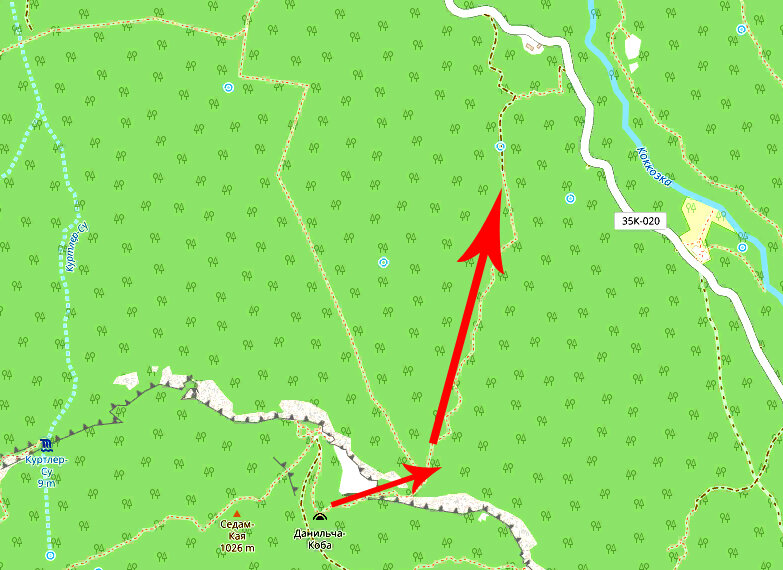 Спуск по кулуару Картал-Кая и путь к шоссе