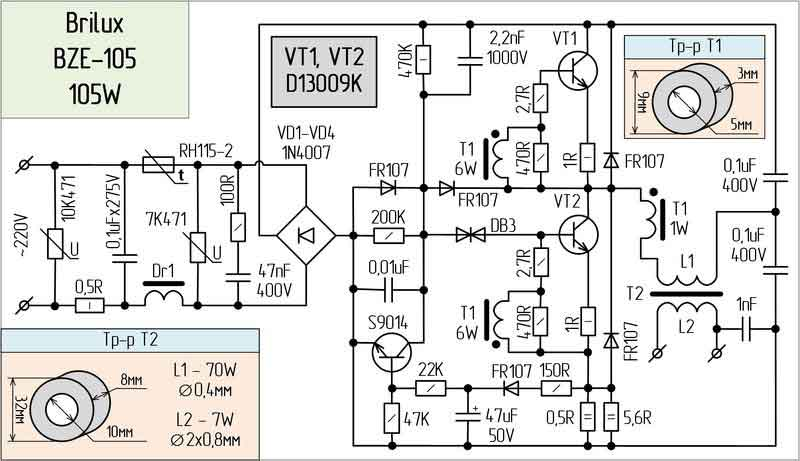 Power supply type bl1 for pl lamps 7 9 11w схема