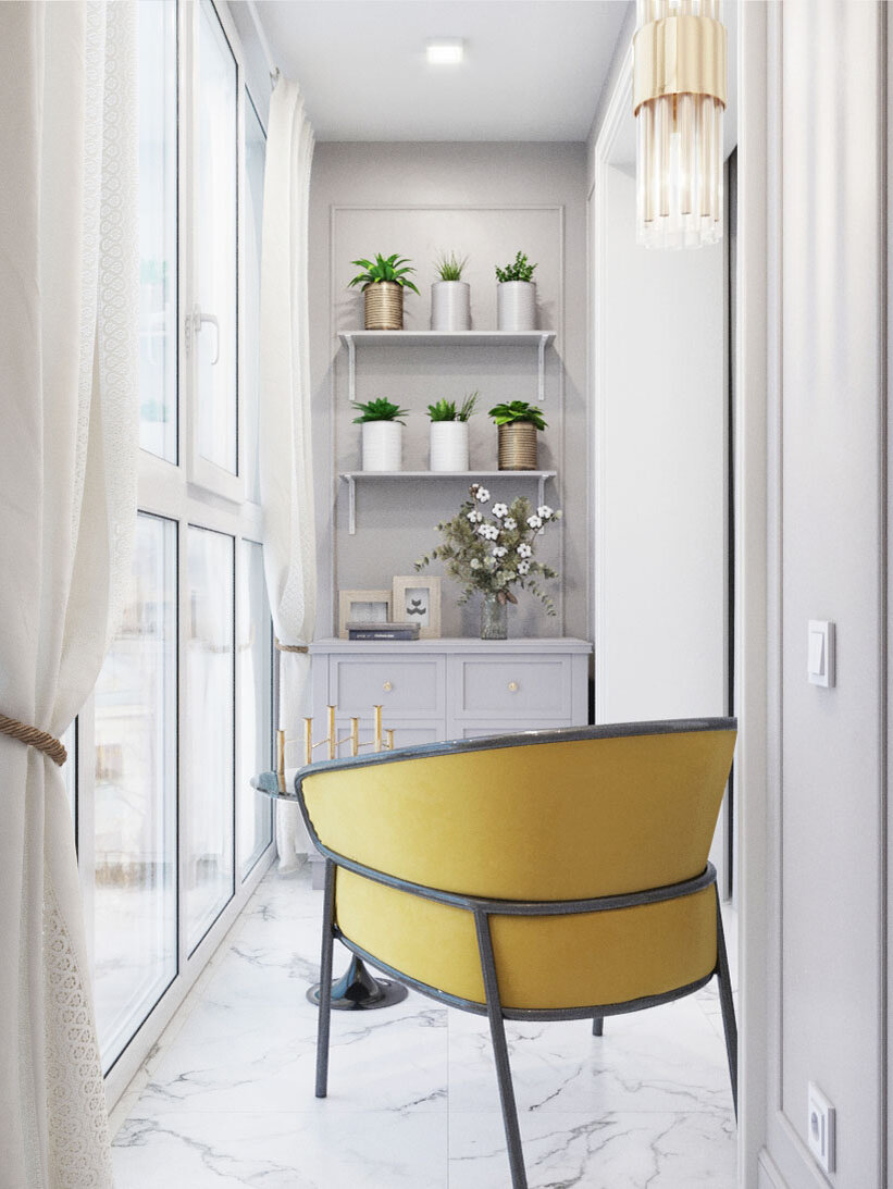 зимний сад на лоджии с окнами в пол - дизайнер Александр Лоскутов