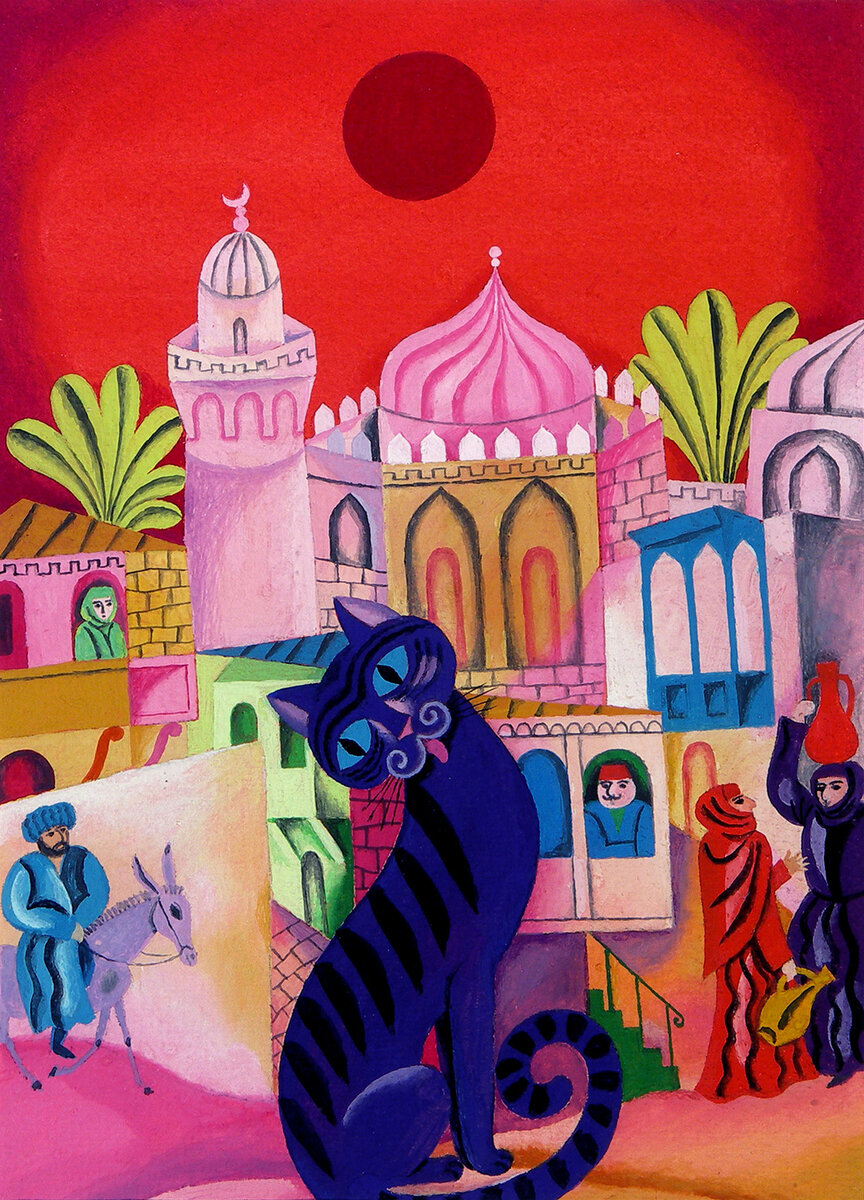 Иллюстрация к детской книге, художник Д.Хайкин. 1974. Бумага, гуашь