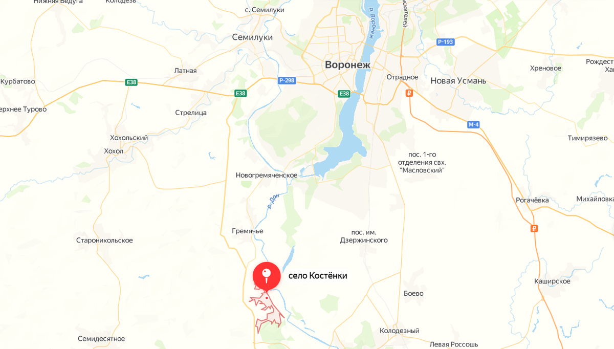 Местонахождение села Костёнки