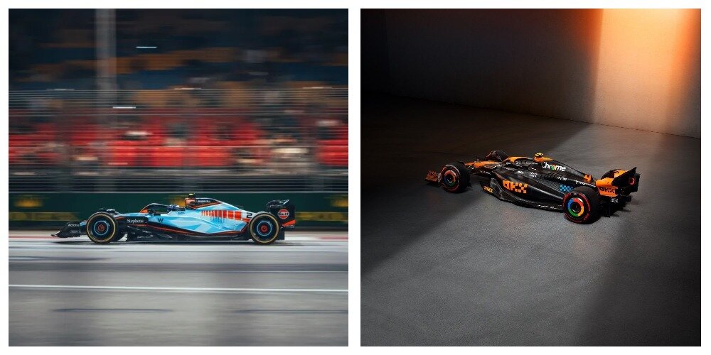 Цвета Williams (слева) и McLaren (справа) на Гран-При Сингапура