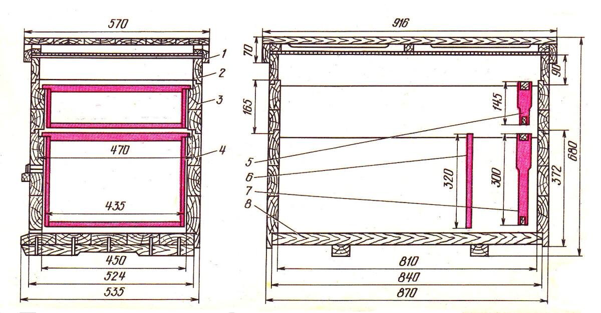 Изготовление улья Дадана своими руками на 10 и 12 рамок: инструкция с чертежами и размерами