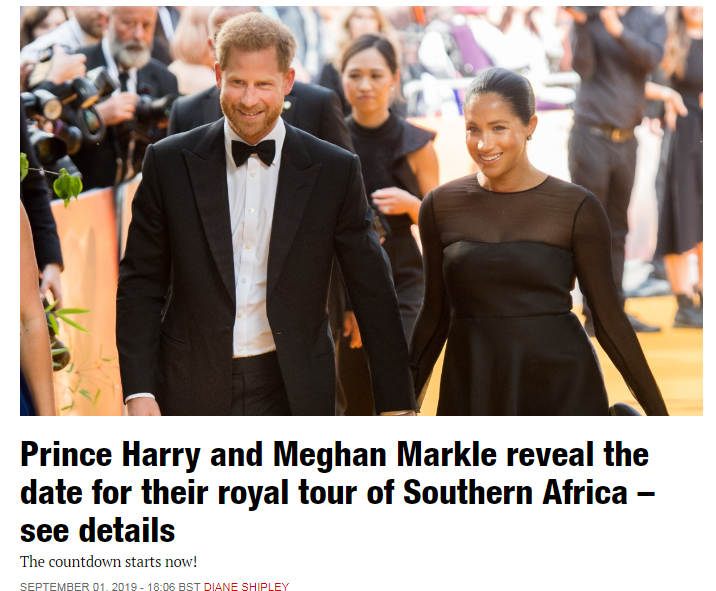 Скриншот из https://www.hellomagazine.com/royalty/2019090177166/prince-harry-meghan-markle-reveal-important-tour-detail/