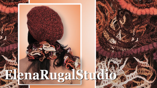 Фото берет с шарфом вид сзади