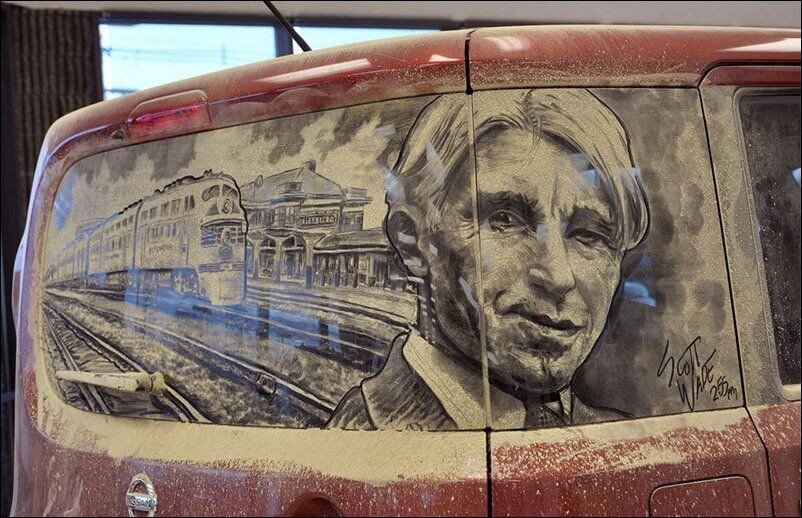 Рисунки на грязных автомобилях Скотт Уэйд