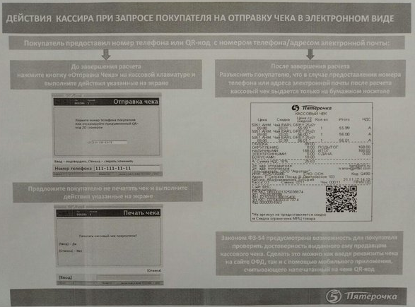 Действия кассира при запросе покупателя на отправку чека в электронном виде