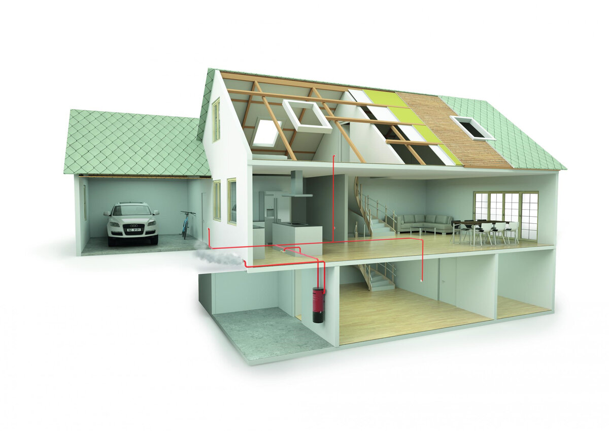 Принципиальная схема устройства Системы центрального пылеудаления Blizzard R-Klasse. (Audi в комплект не входит)