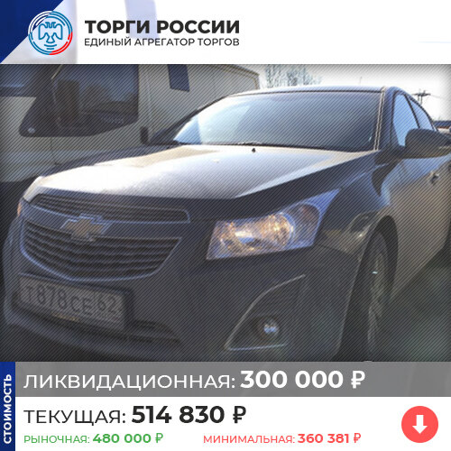 
 Ожидайте следующих этапов понижения цены...

 Chevrolet KL 1J Cruze, цвет черный металлик, 2014 г. в., пробег 54 374 км, 1.6 МТ (109 л. с.),, передний привод, VIN XUFJF696JE3022787.

 https://торги-россии.рф/bankrot/253330# 

#торгироссии #торгипобанкротству #банкротство #банкрот #торги #россия #фз #закон #коммерсантъ #газета #новости #мотивация #федресурс #ЕФРСБ #успех #дом #машина #аукцион #ЭЦП #недвижимость #финансы #долг #имущество #лот #ЭТП #купить #выгодно #скидка #дисконт #прибыль
