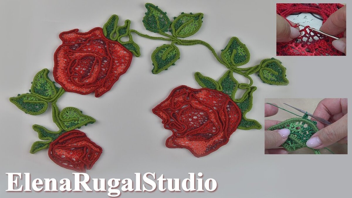 Связанные розы крючком фото