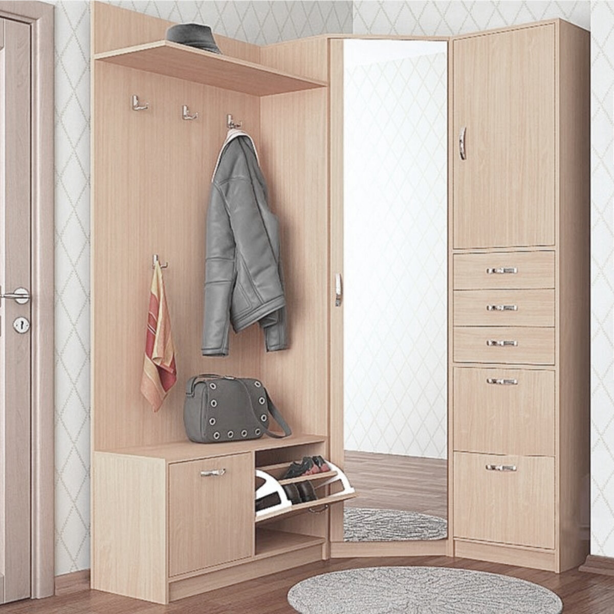 Шкаф в прихожую угловой в современном стиле.