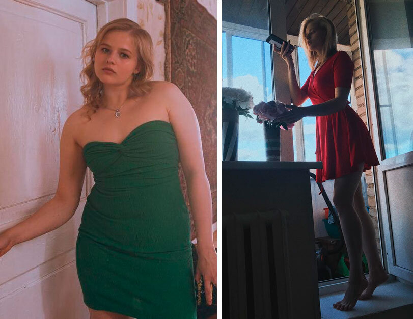 Александра Бортич в фильме «Я худею» и сейчас