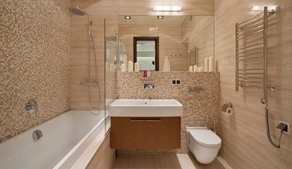 Сочетание ванной комнаты с общим интерьером квартиры