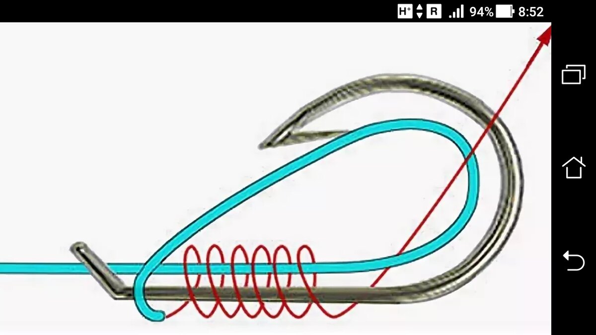 фото рисунок как привязать крючок с лопаткой