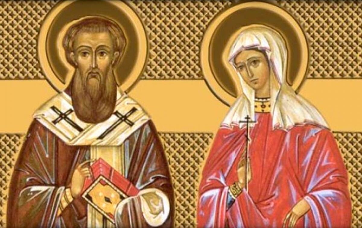 Святой Священномученик Киприан и Святая мученица Иустина. Икона св Киприана. Киприан Карфагенский. Святитель Киприан Карфагенский икона.