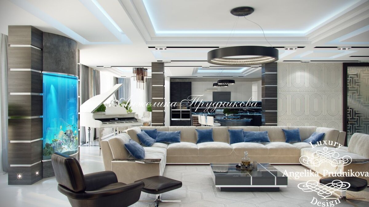 На фото: Дизайн кухни-столовой-гостиной в деревянном частном доме