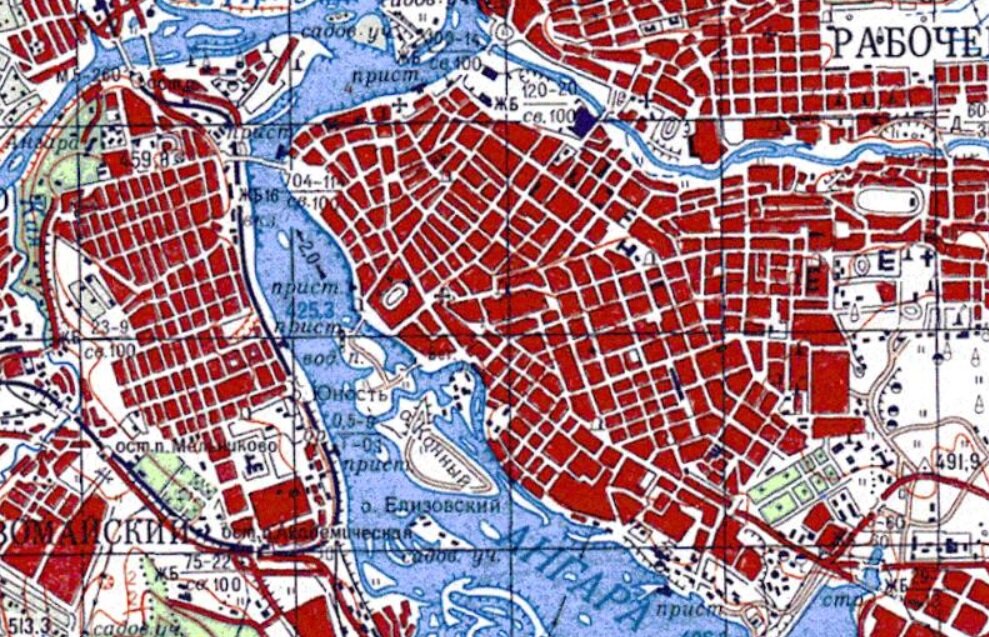 Карта Иркутска 1986 года. Так почти со всеми картами до конца 2000-х годов.