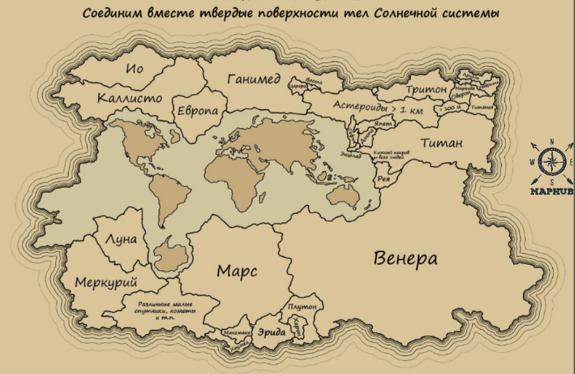 Сравнение площади суши планет солнечной системы