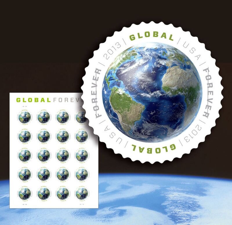 Первая Global Forever марка с изображением Земли. 