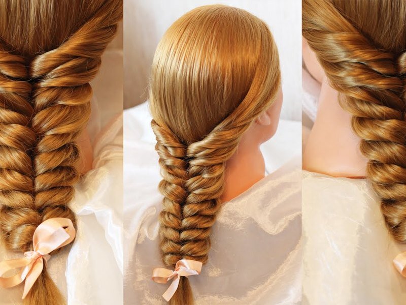 Прическа коса "ёлочка"