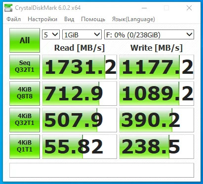 Тест в CrystalDiskMark